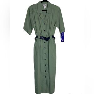 NWT Deadstock True Vintage Green Maxi Dress with Belt